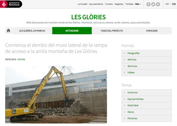 Difícil respirar en Les Glories BCN: mucho polvo por la obra de derribo
